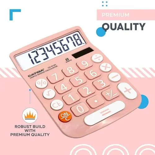 CATIGA Desktop Calculator 8 Digit with Solar Power and LCD Display, Big Buttons, for Home, Office, School, Class and Business, 4 Function Small Basic Calculators for Desk, CD-8185 - 4