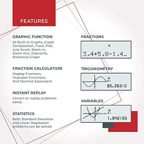 CATIGA Grafik funksiyalari bilan ilmiy kalkulyator, intuitiv interfeysli ko'plab rejimlar, boshlovchilar va ilg'or kurslar, o'rta maktab yoki kollej uchun ideal, 2 to'plam, CS-121 - CATIGA (1)