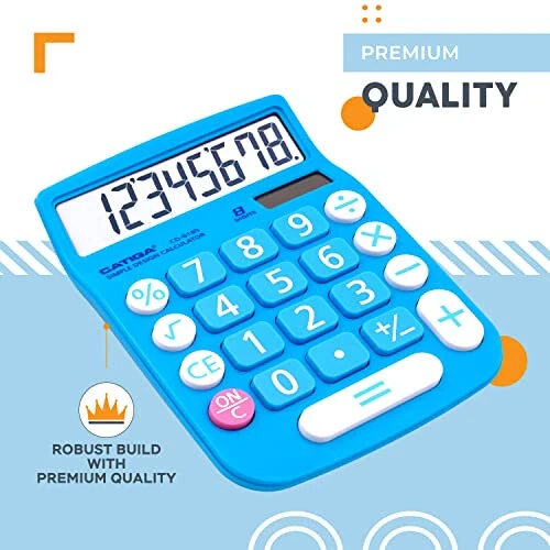 CATIGA Desktop Calculator 8 Digit with Solar Power and LCD Display, Big Buttons, for Home, Office, School, Class and Business, 4 Function Small Basic Calculators for Desk, CD-8185 - 4