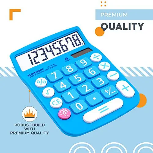 CATIGA Desktop Calculator 8 Digit with Solar Power and LCD Display, Big Buttons, for Home, Office, School, Class and Business, 4 Function Small Basic Calculators for Desk, CD-8185 - 4