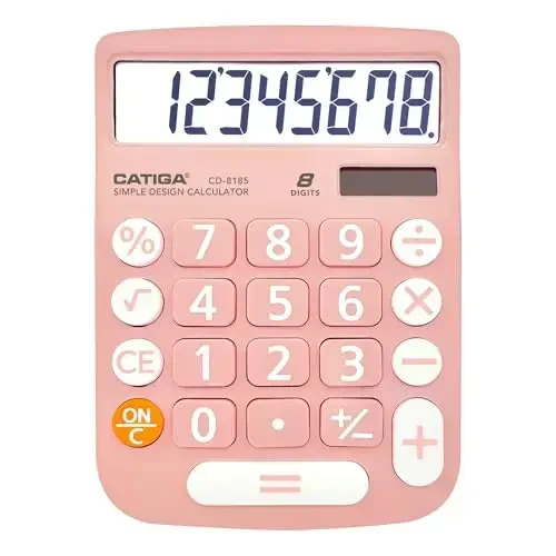 CATIGA Desktop Calculator 8 Digit with Solar Power and LCD Display, Big Buttons, for Home, Office, School, Class and Business, 4 Function Small Basic Calculators for Desk, CD-8185 - 7
