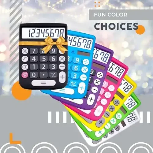 CATIGA Desktop Calculator 8 Digit with Solar Power and Easy to Read LCD Display, Big Buttons, for Home, Office, School, Class and Business, 4 Function Small Basic Calculators for Desk, CD-8185 Black - 5