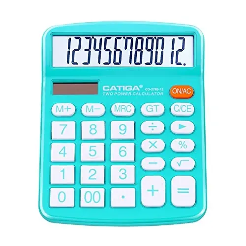 CATIGA Desktop Calculator 12 Digit with Large LCD Display and Sensitive Button, Solar and Battery Dual Power, Standard Function for Office, Home, School, CD-2786 - 5