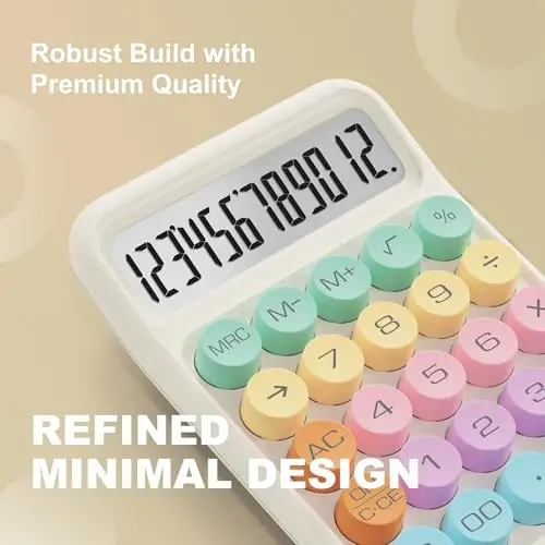 CATIGA Mechanical Switch Calculator, Colorful Calculator with 12 Digit Large LCD Display & Big Buttons for Office Desk, Classroom Math, Back to School Supplies, Cute Aesthetic Desk Accessories - 4