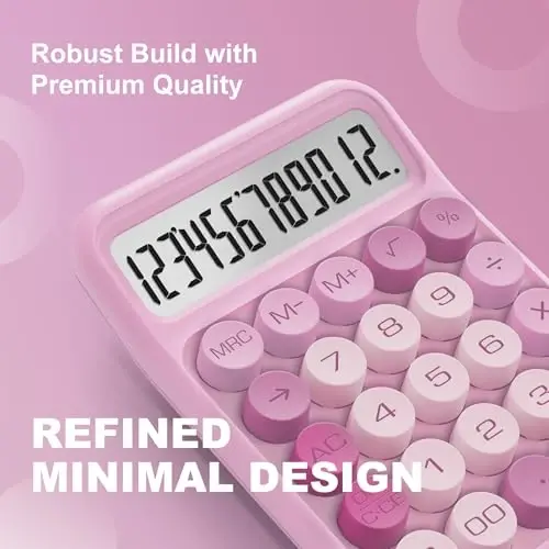 CATIGA Mechanical Switch Calculator, Pink Calculator with 12 Digit Large LCD Display & Big Buttons for Office Desk, Classroom Math, Back to School Supplies, Cute Aesthetic Desk Accessories - 4
