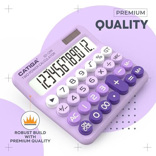CATIGA mexanik kalitlar hisoblagichi quyosh va batareya quvvat manbai, 12 xonali katta LCD displey, katta tugmali estetik va yoqimtoy masaüstü hisoblagichi, uy, maktab va ofis uchun, SD-1299 - MODAZONE (1)