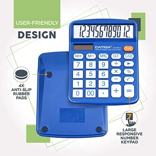 CATIGA Desktop Calculator 12 Digit with Large LCD Display and Sensitive Button, Solar and Battery Dual Power, Standard Function for Office, Home, School, CD-2786 - 4