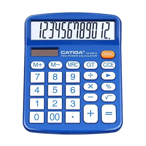 CATIGA Desktop Calculator 12 Digit with Large LCD Display and Sensitive Button, Solar and Battery Dual Power, Standard Function for Office, Home, School, CD-2786 - 5