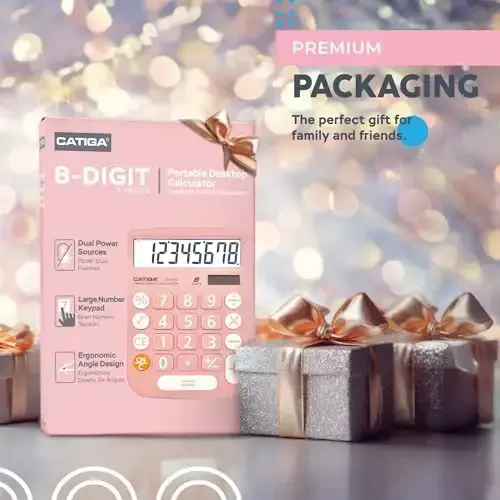 CATIGA Настольный калькулятор 8-разрядный с солнечной панелью и ЖК-дисплеем, большие кнопки, для дома, офиса, школы, класса и бизнеса, 4 функции, малый базовый калькулятор для стола, CD-8185 