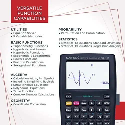 CATIGA Scientific Calculator with Graphic Functions, Multiple Modes with Intuitive Interface, Perfect for Beginner and Advanced Courses, High School or College, 2 Pack, CS-121 - 4