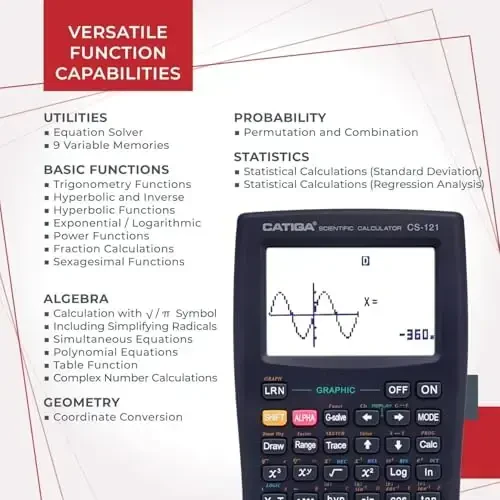 CATIGA Scientific Calculator with Graphic Functions, Multiple Modes with Intuitive Interface, Perfect for Beginner and Advanced Courses, High School or College, CS-121 - 4