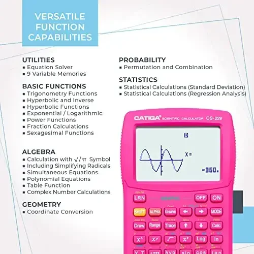 CATIGA Scientific Calculator with Graphic Functions - Multiple Modes with Intuitive Interface - Perfect for Students of Beginner and Advanced Courses, High School or College - 4