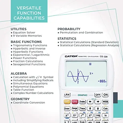 CATIGA Scientific Calculator with Graphic Functions - Multiple Modes with Intuitive Interface - Perfect for Students of Beginner and Advanced Courses, High School or College - 4