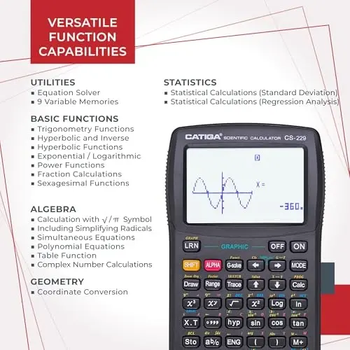CATIGA Scientific Calculators with Graphic Functions, Graphing Calculators with Multiple Modes, Scientific Calculators for Students, High School or College Courses, Calculadora Cientifica, CS-229 - 4