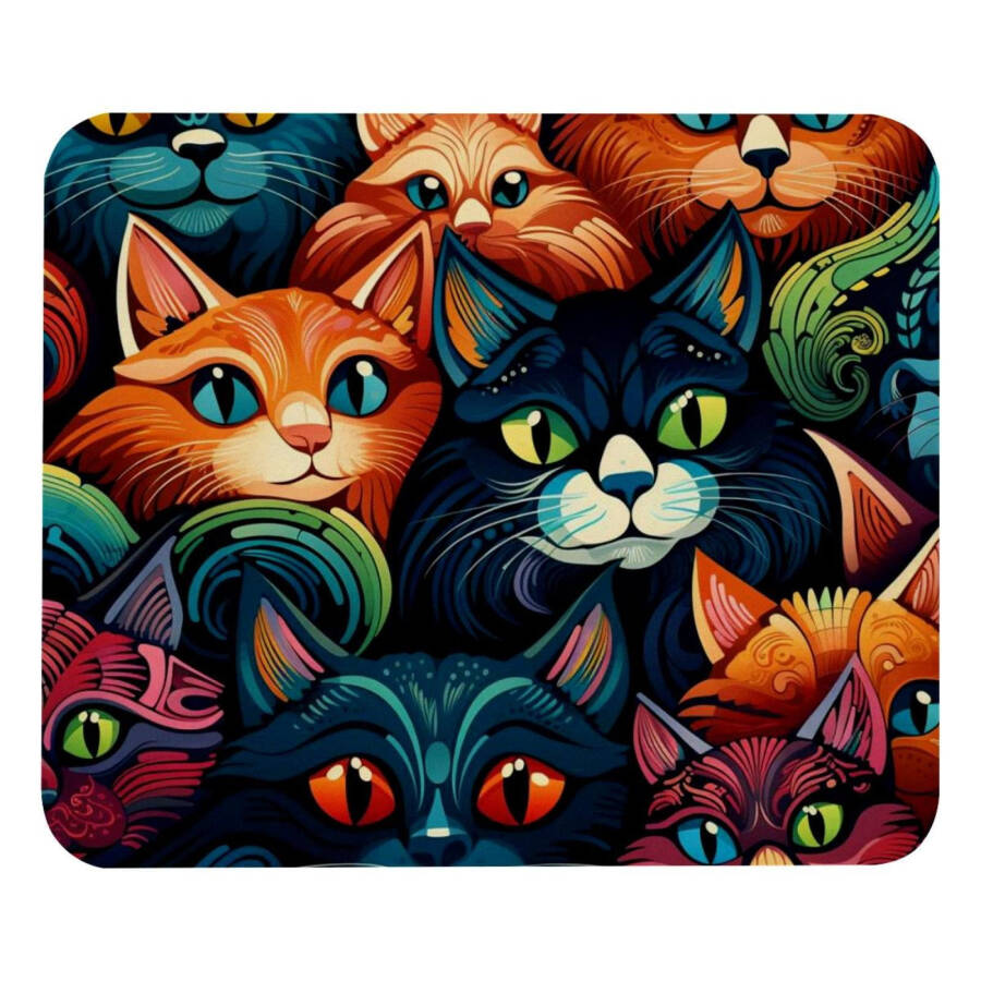 Cats Head Big Mouse Pad, Customized Premium-Textured Mouse Mat, Non-Slip Rubber Base Small Mousepad, 8.3x9.8in - 8