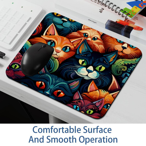 Cats Head Big Mouse Pad, Customized Premium-Textured Mouse Mat, Non-Slip Rubber Base Small Mousepad, 8.3x9.8in - 13