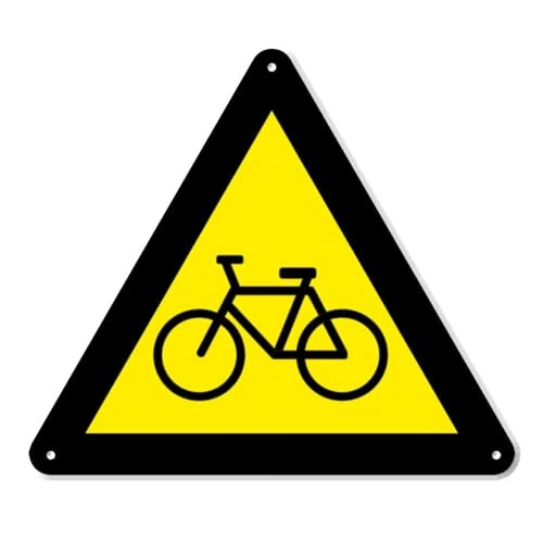 Caution Bike Lane Cyclist Warning Sign - 8 Inch Triangle PVC Safety Sign - Premium PVC Sign For Workplace Warehouse Jobsite OSHA Regulation - Weather Proof Fade Resistant - Made In USA - PVC0026 - Ad Astra Graphics