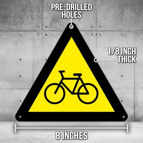 Caution Bike Lane Cyclist Warning Sign - 8 Inch Triangle PVC Safety Sign - Premium PVC Sign For Workplace Warehouse Jobsite OSHA Regulation - Weather Proof Fade Resistant - Made In USA - PVC0026 - Ad Astra Graphics (1)