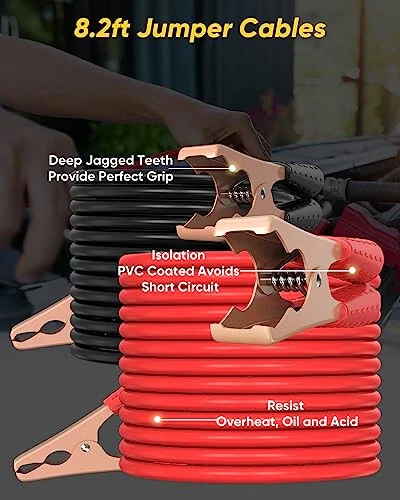 CAWWRT Автомобильный аварийный комплект, дорожный комплект с сигнальным фонарем, светоотражающим треугольником, проводами для прикуривания, буксировочным тросом, фонариком, аптечкой, манометром и аварийным молотком. - 5