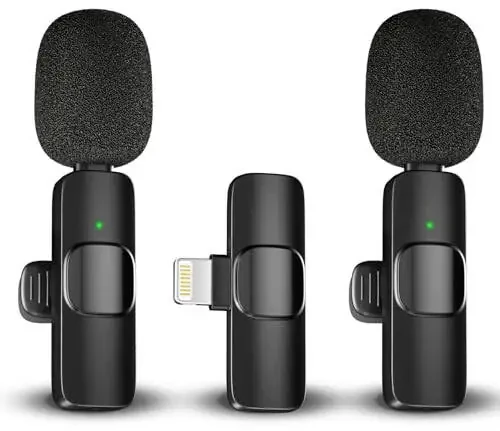 Caymuller Professional Wireless Lavalier Lapel Microphone for iPhone iPad, Mini Lapel Mics Plug-Play 2.4G Ultra-Low Delay Noise Reduction Chip for Video Recording Interview Podcast Vlog YouTube Tiktok - 1