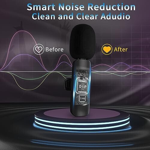Caymuller Professional Wireless Lavalier Lapel Microphone for iPhone iPad, Mini Lapel Mics Plug-Play 2.4G Ultra-Low Delay Noise Reduction Chip for Video Recording Interview Podcast Vlog YouTube Tiktok - 4