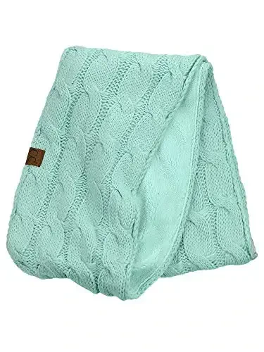 C.C Ayollar Qishki Kabel Triko Sherpa Astarli Iliq Cheksiz Pulover Sharf - 4