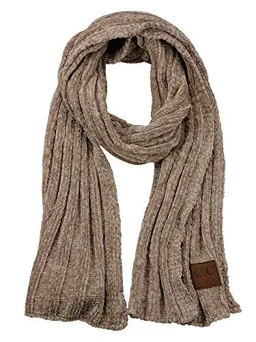 C.C Ayollar Ultra Yumshoq Chenille Qovurg'ali Qalin Issiq Trikotaj Ro'mol O'rash Sharf - C.C