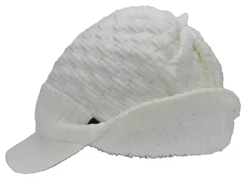 C.C Beanie Fuzzy Fleece Lining Warm Oversized Chunky Soft Stretchy Ribbed Slouchy Knit Hat with Visor Brim - 5