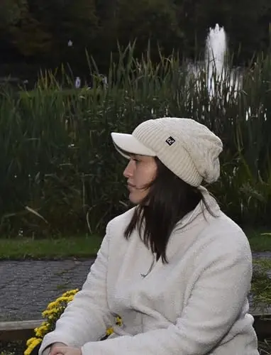 C.C Beanie Fuzzy Fleece Lining Warm Oversized Chunky Soft Stretchy Ribbed Slouchy Knit Hat with Visor Brim - 4