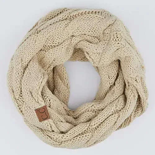 C.C Solid and Multi Color Cable Knit Soft Infinity Scarf (SF-800) (Beige) - C.C (1)