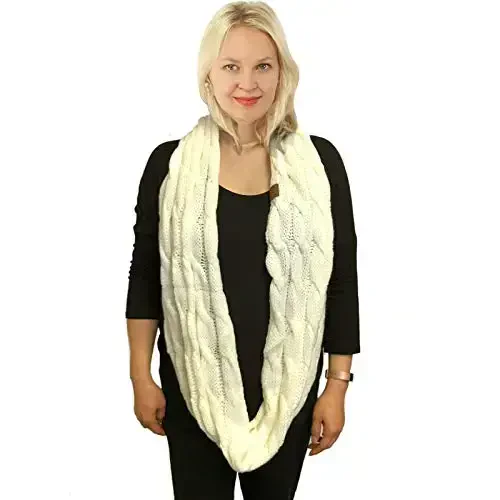 C.C CC Winter Soft Matching Unisex Chunky Knit Cowl Loop Infinity Scarf - 3