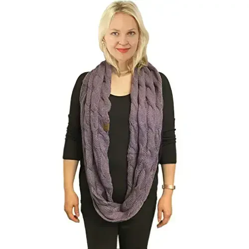 C.C CC Winter Soft Matching Unisex Chunky Knit Cowl Loop Infinity Scarf - 3
