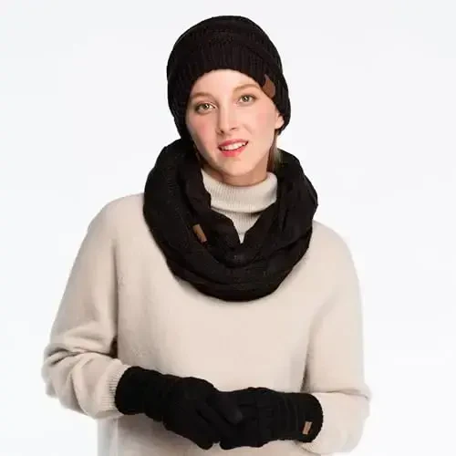 C.C. Exclusives Women's Infinity Scarf Black Acrylic - 3
