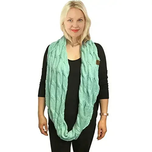 C.C CC Winter Soft Matching Unisex Chunky Knit Cowl Loop Infinity Scarf - 3