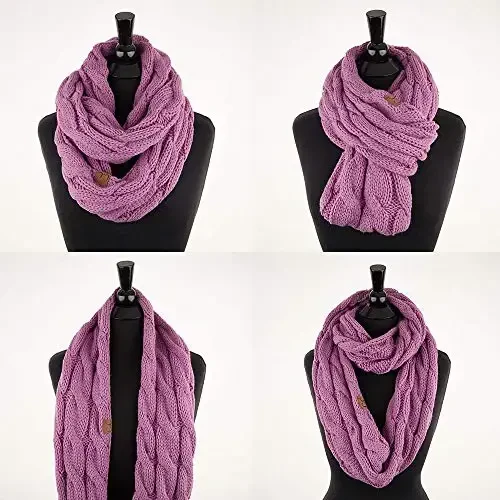 C.C CC Winter Soft Matching Unisex Chunky Knit Cowl Loop Infinity Scarf - 4