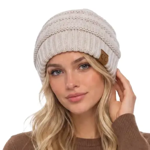 C.C Exclusives Cable Knit Beanie - Thick, Soft & Warm Chunky Beanie Hats - 1