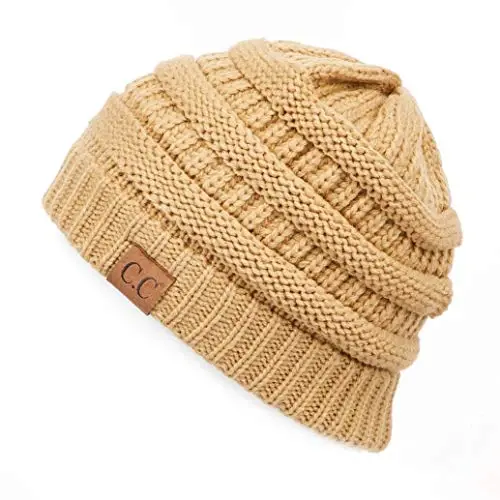 C.C Exclusives Cable Knit Beanie - Thick, Soft & Warm Chunky Beanie Hats (Camel) - 1