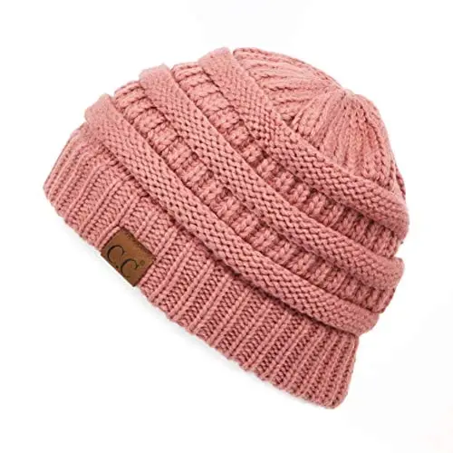 C.C Exclusives Cable Knit Beanie - Thick, Soft & Warm Chunky Beanie Hats (Mauve) - 1