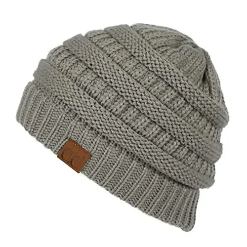 C.C Exclusives Cable Knit Beanie - Thick, Soft & Warm Chunky Beanie Hats (Natural Grey) 