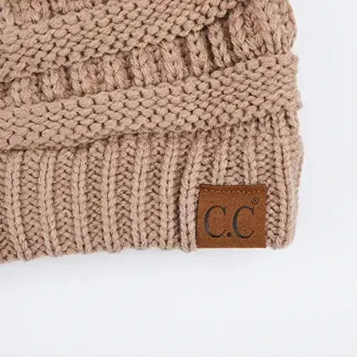 C.C Exclusives Cable Knit Beanie - Thick, Soft & Warm Chunky Beanie Hats (Taupe) - 3