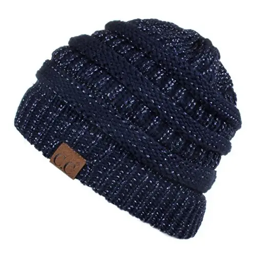 C.C Exclusives Cable Knit Beanie - Thick, Soft & Warm Chunky Beanie Hats (Metal Navy) 
