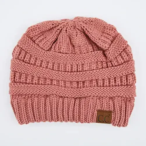 C.C Exclusives Cable Knit Beanie - Thick, Soft & Warm Chunky Beanie Hats (Mauve) - CHEVEUX CORP. (1)