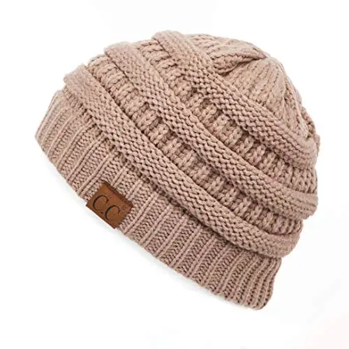 C.C Exclusives Cable Knit Beanie - Thick, Soft & Warm Chunky Beanie Hats (Taupe) - 1