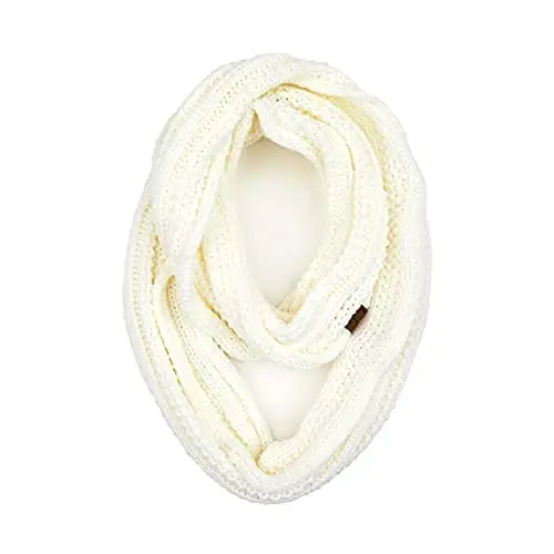 C.C Exclusives Solid Ribbed Infinity Scarf (INF-821) Ivory - 1