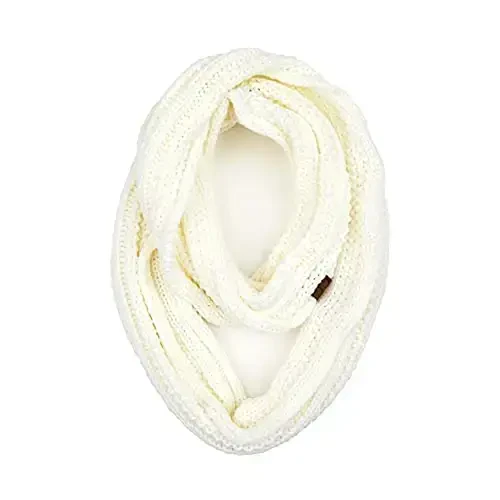 C.C Exclusives Solid Ribbed Infinity Scarf (INF-821) Ivory - C.C