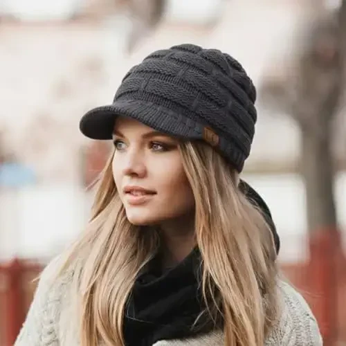 C.C Hatsandscarf Exclusives Women's Ribbed Knit Hat with Brim (YJ-131)(YJ-2023) - 3