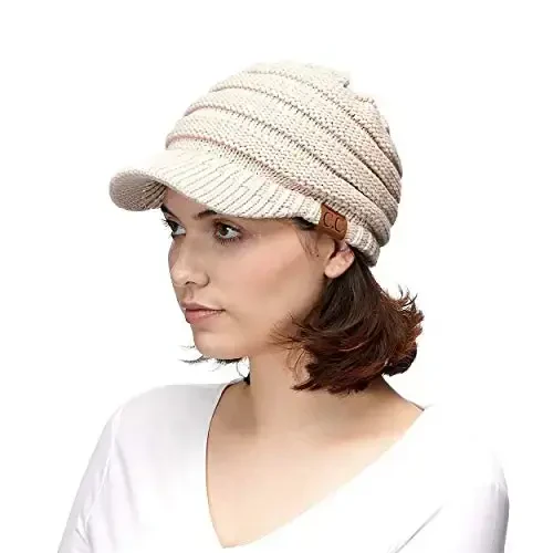 C.C Hatsandscarf Exclusives Women's Ribbed Knit Hat with Brim (YJ-131)(YJ-2023) - 3