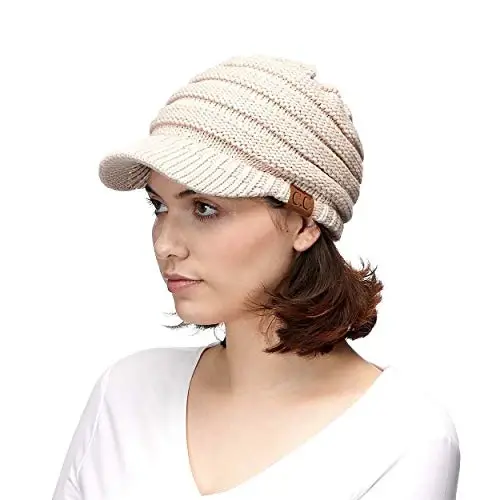 C.C Hatsandscarf Exclusives Women's Ribbed Knit Hat with Brim (YJ-131)(YJ-2023) - 3