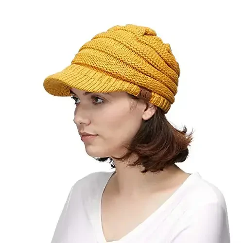 C.C Hatsandscarf Exclusives Women's Ribbed Knit Hat with Brim (YJ-131)(YJ-2023) - 3