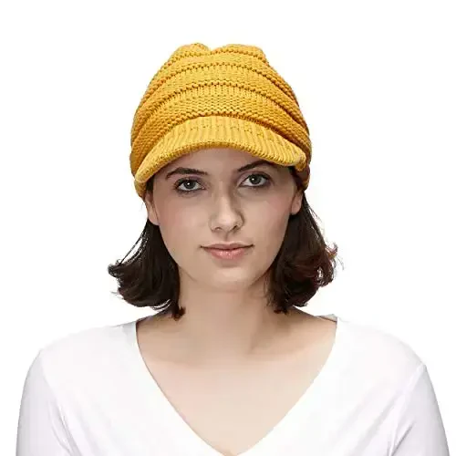 C.C Hatsandscarf Exclusives Women's Ribbed Knit Hat with Brim (YJ-131)(YJ-2023) - 4